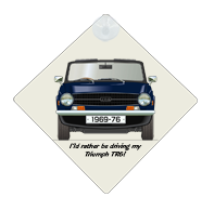 Triumph TR6 1969-76 Blue (disc wheels) Car Window Hanging Sign